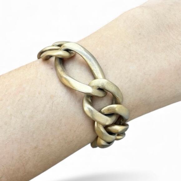 Erwin Pearl Matte Gold Tone Chunky Curb Chain Bracelet 80s 90s Vintage 8” - Picture 2 of 5